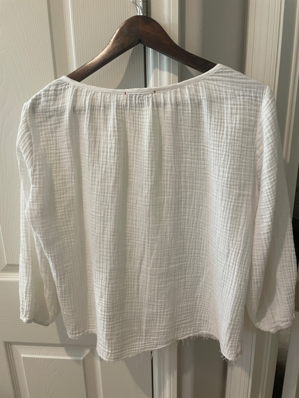 STARK White Gauze V-Neck Blouse - Picture 5 of 5